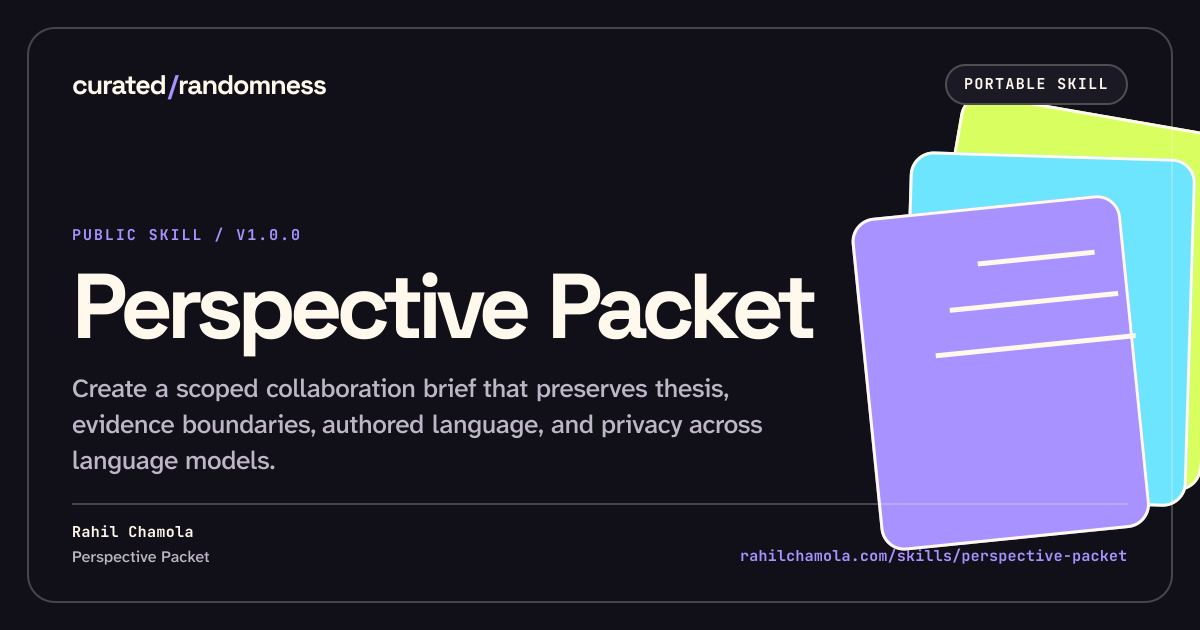Whole work share artwork for Perspective Packet, landscape format in dark theme.